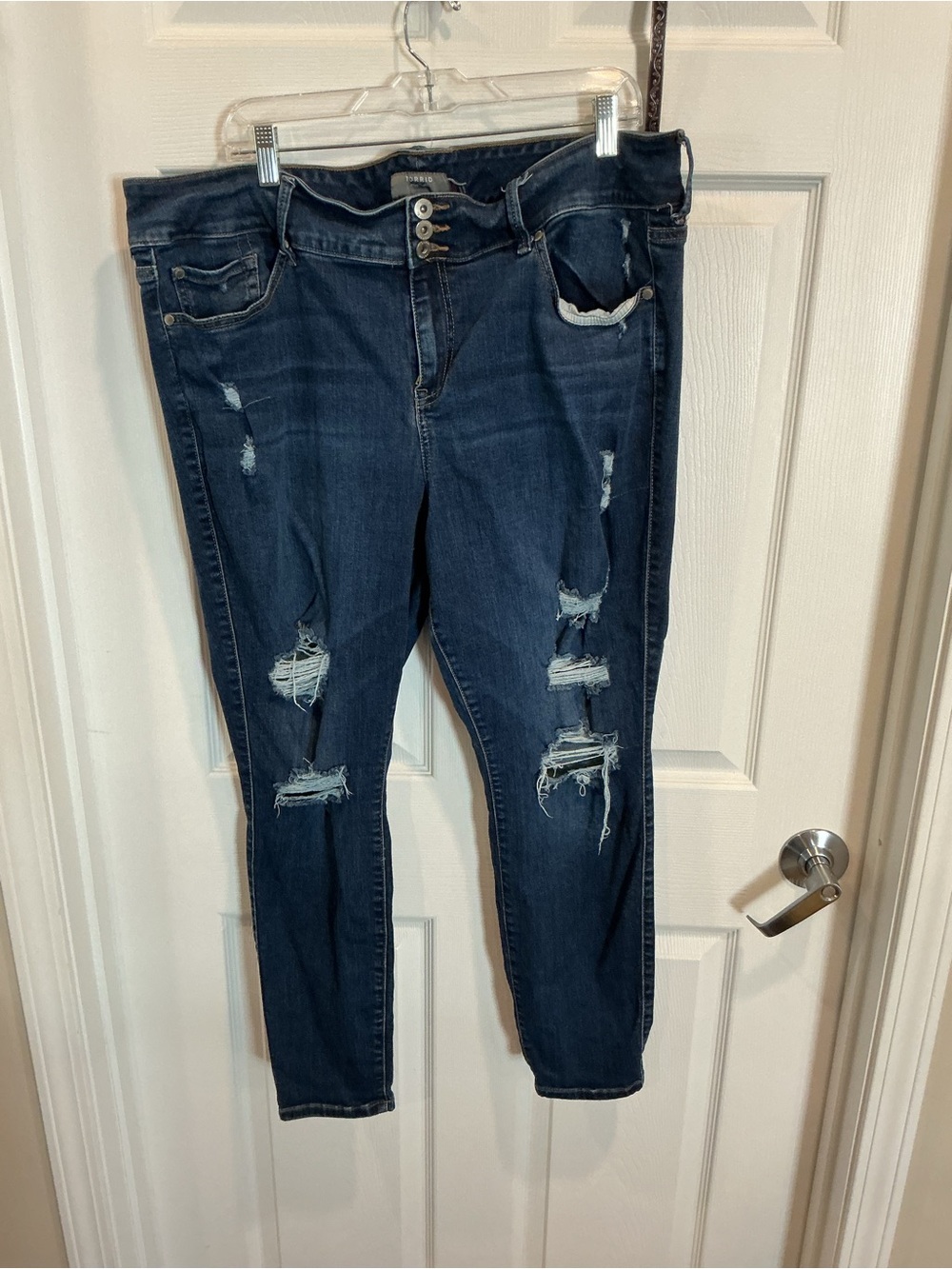 torrid Dark Indigo Distressed Skinny Jeans